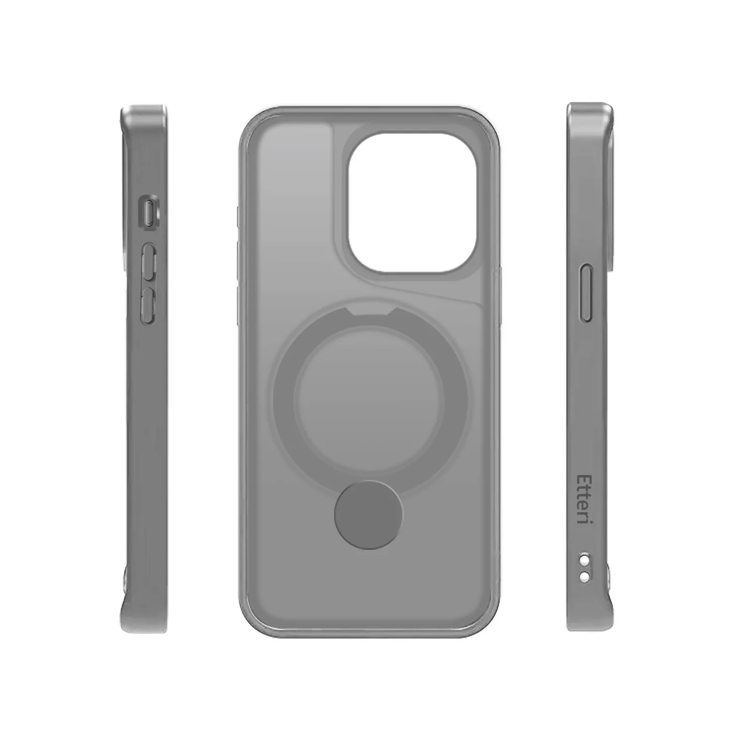 Etteri Matt Mag Ring-fodral för iPhone 15 Pro 6,1″ grå