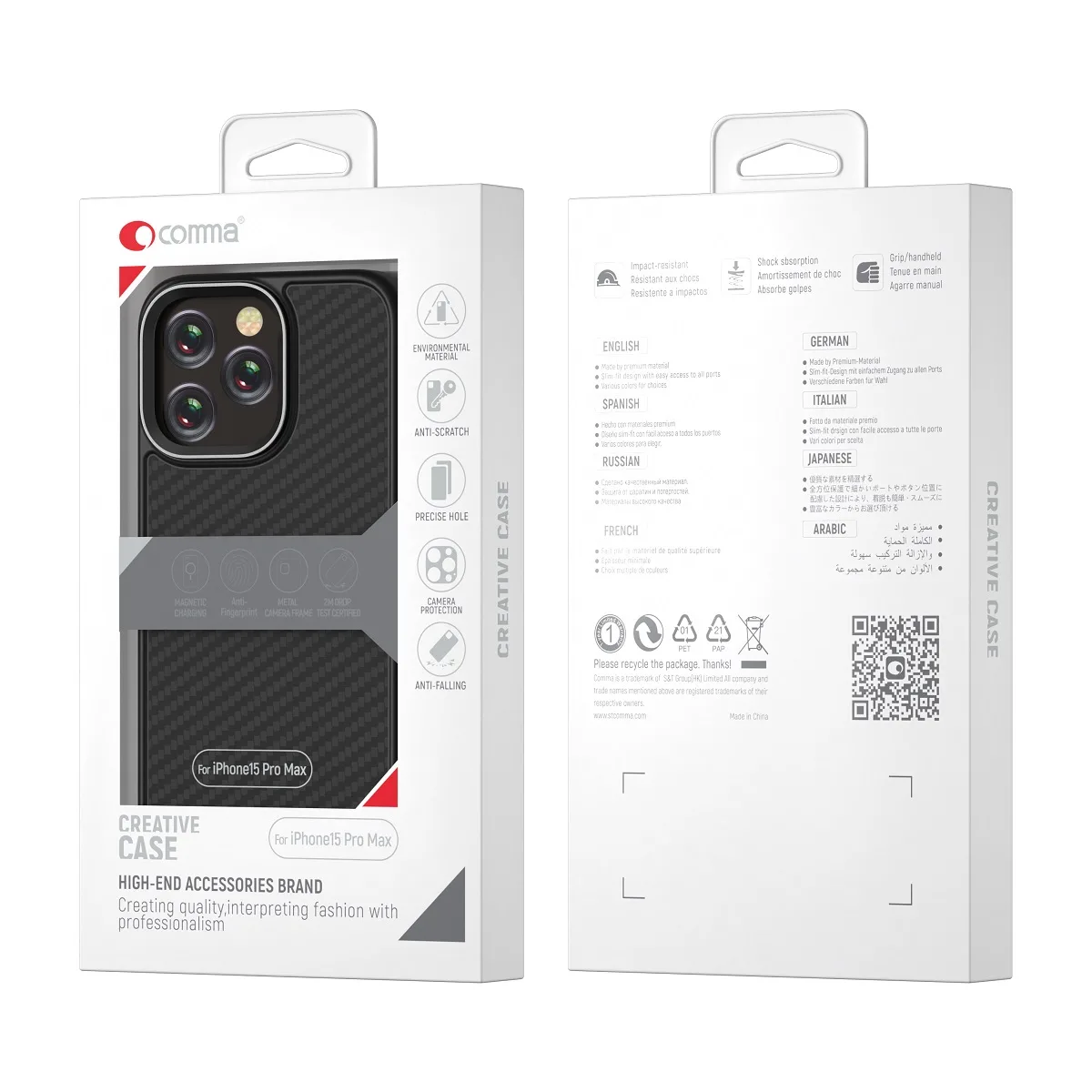 Kommafodral Kevlar Mag för iPhone 15 svart