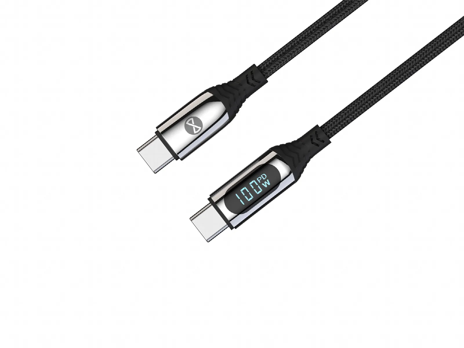 Forever LCD-kabel USB-C – USB-C 1,0 m 100W svart