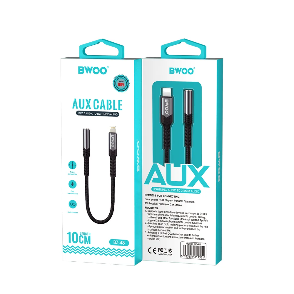 BWOO Adapter AUX 3.5mm – Lightning Black BZ48